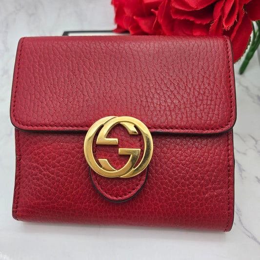 Gucci Folding Wallet Interlocking Red