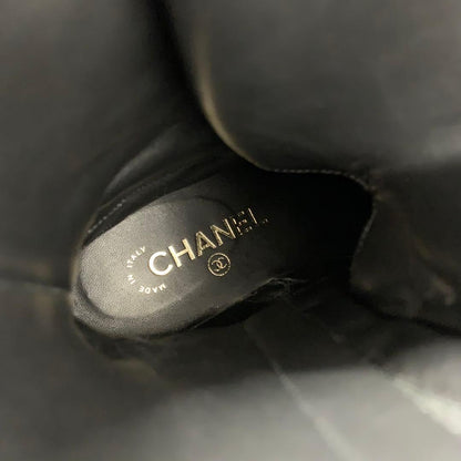 Chanel CC Logo Lace-up Short Boots Black — view 8