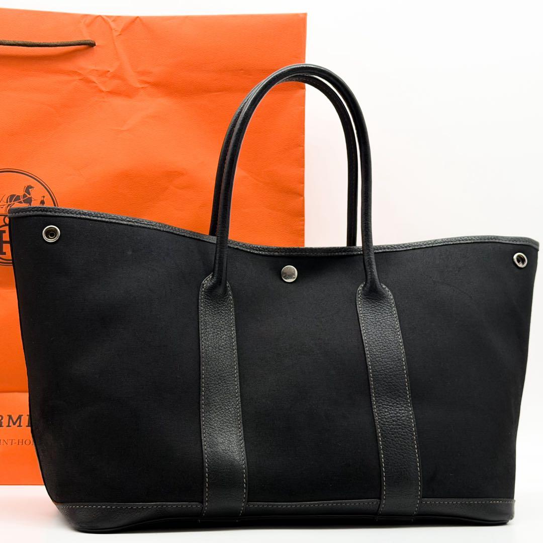 Hermes Garden Party PM Canvas Leather Officier Tote