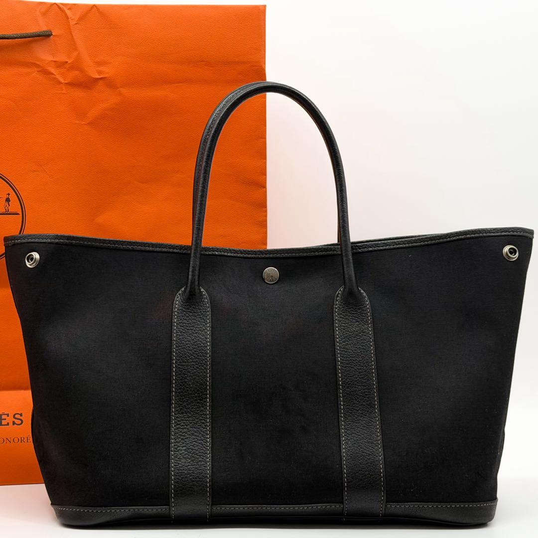 Hermes Garden Party PM Canvas Leather Officier Tote — view 2