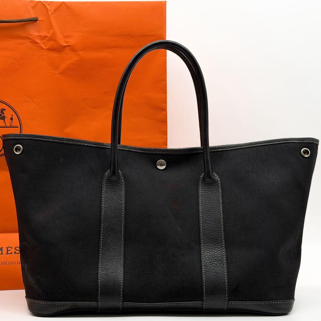 Hermes Garden Party PM Canvas Leather Officier Tote — view 3