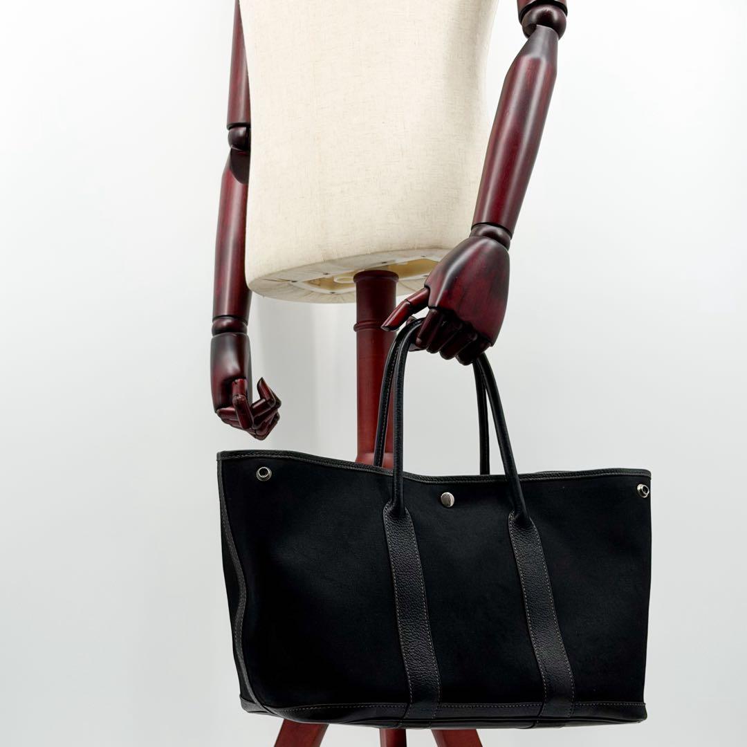 Hermes Garden Party PM Canvas Leather Officier Tote — view 4