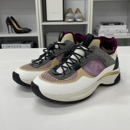 Chanel CC Logo Mesh Suede Leather Fabric Sneakers — view 3