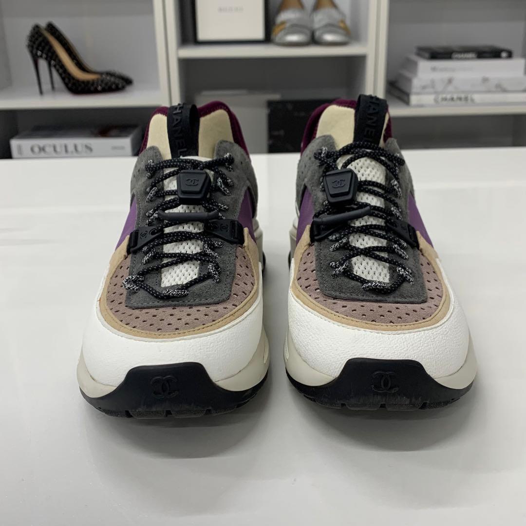 Chanel CC Logo Mesh Suede Leather Fabric Sneakers — view 4