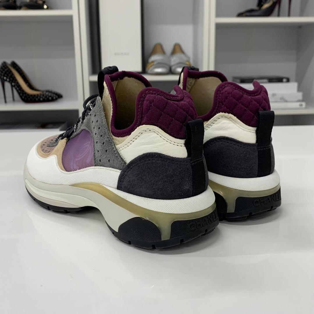 Chanel CC Logo Mesh Suede Leather Fabric Sneakers — view 5