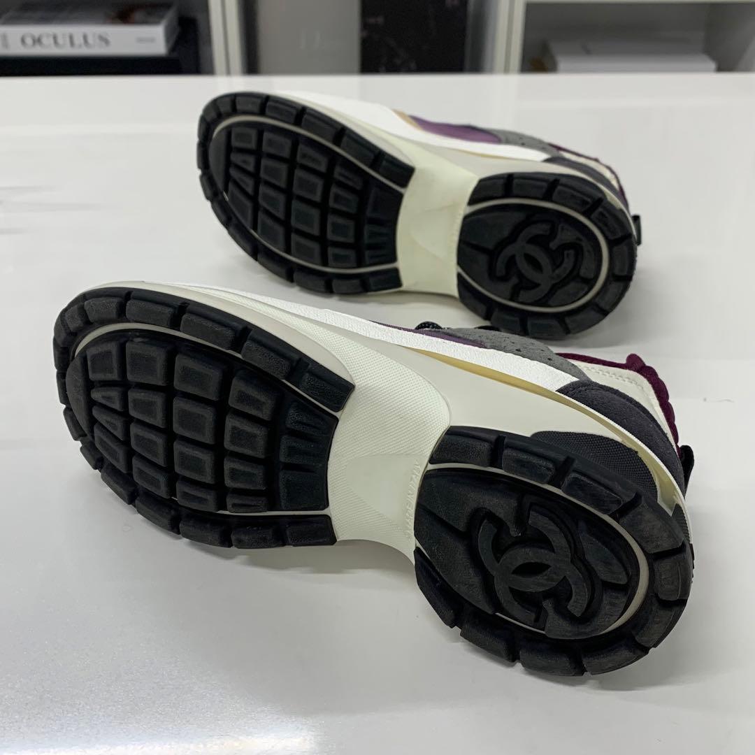 Chanel CC Logo Mesh Suede Leather Fabric Sneakers — view 7