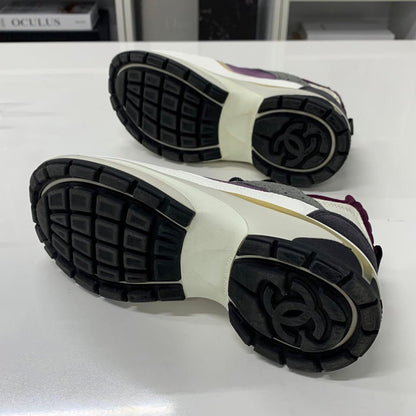 Chanel CC Logo Mesh Suede Leather Fabric Sneakers — view 7