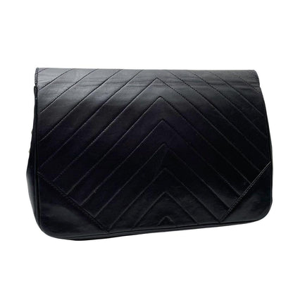 Chanel Lambskin Stitch CC Logo Chain Shoulder Bag Black — view 2