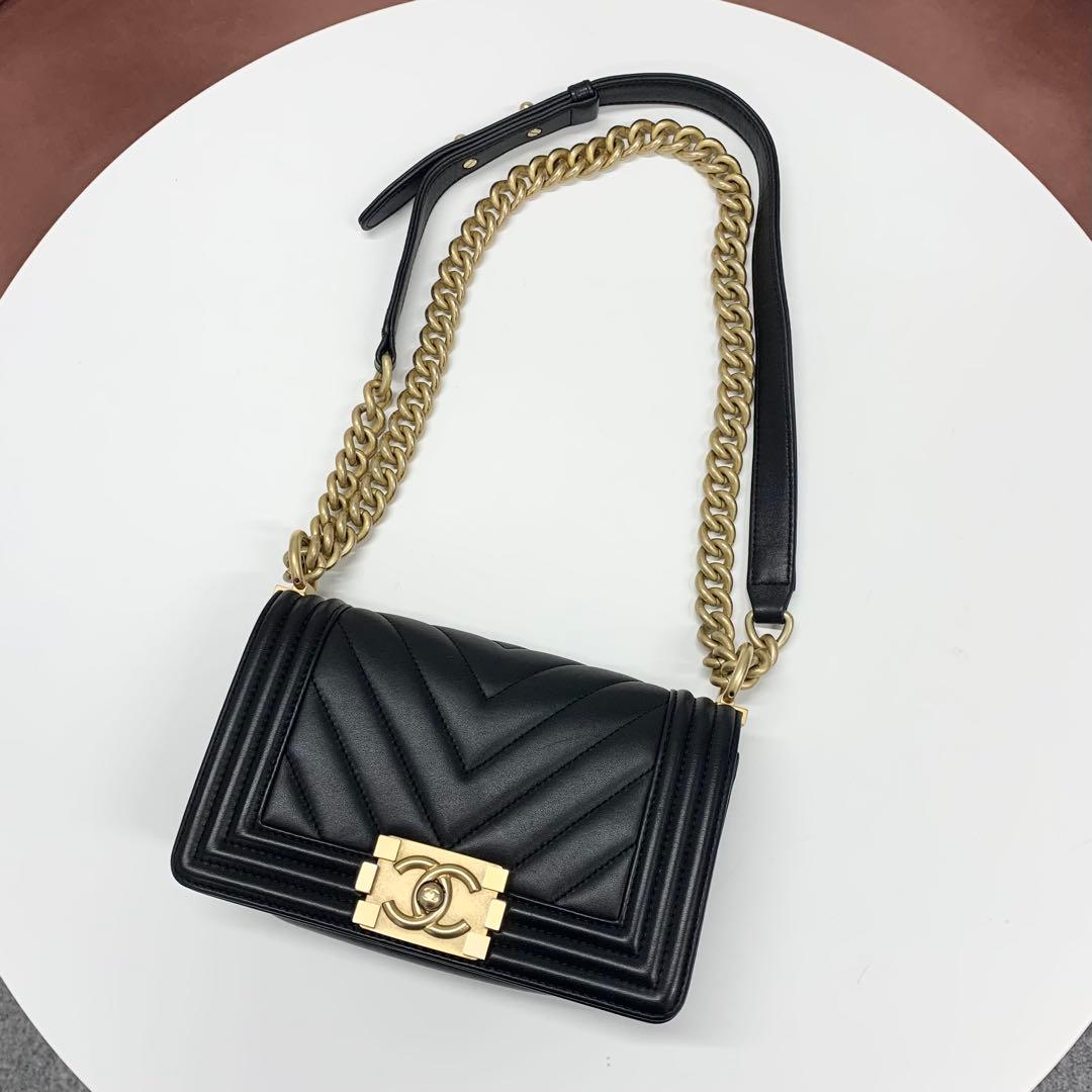 Chanel Boy 20 Lambskin CC Logo Small Stitch Bag — view 5