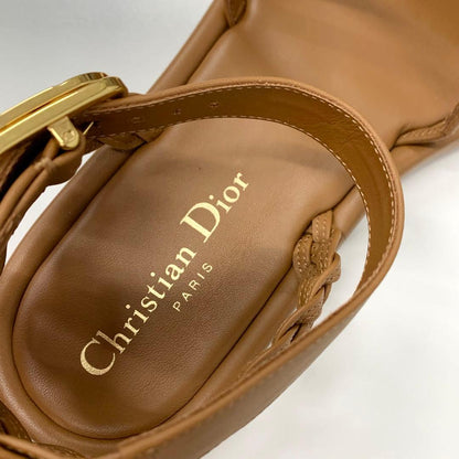Dior Logo Leather Strap Sandals Brown — view 7