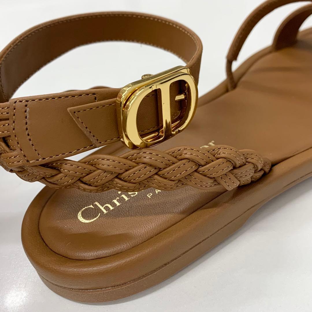 Dior Logo Leather Strap Sandals Brown — view 9