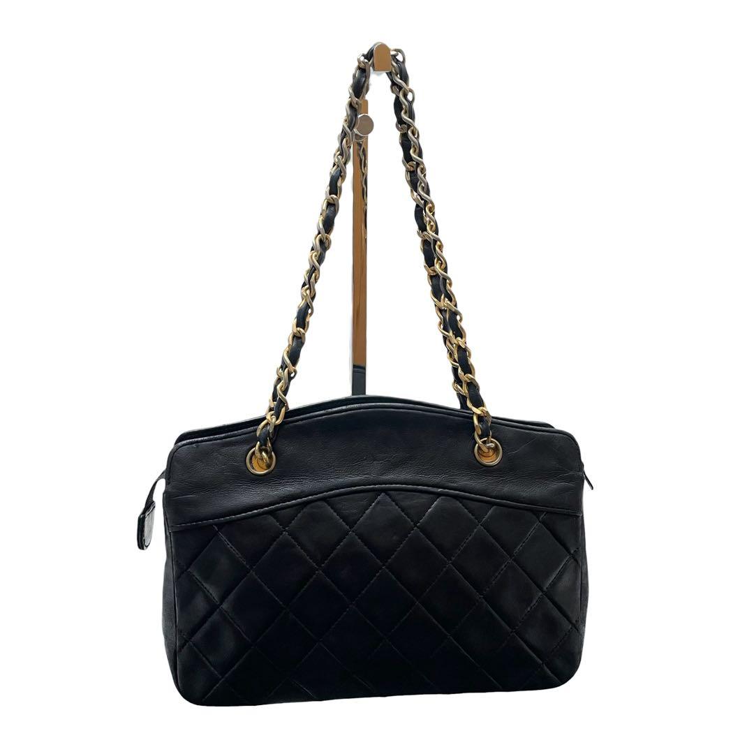 Chanel Quilted Lambskin Chain Hand Bag CC Logo Black — view 3