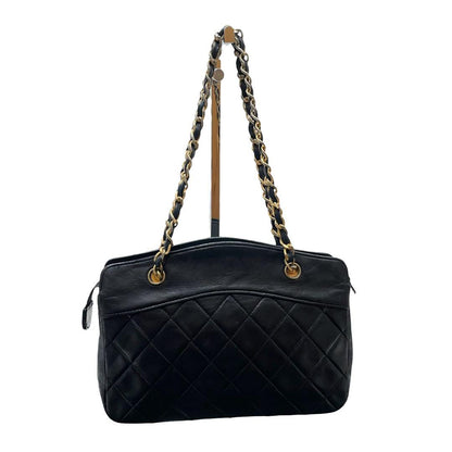Chanel Quilted Lambskin Chain Hand Bag CC Logo Black — view 3