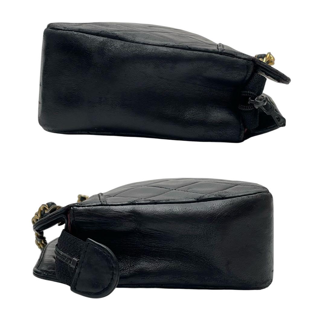 Chanel Quilted Lambskin Chain Hand Bag CC Logo Black — view 5