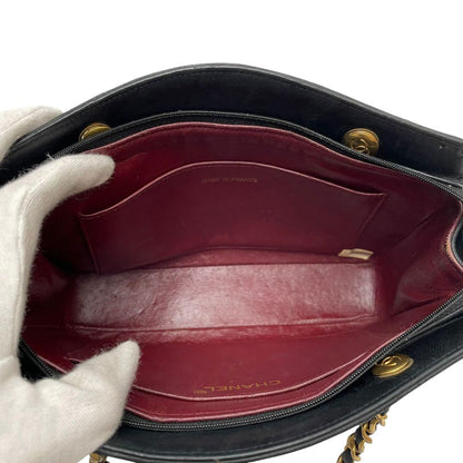 Chanel Quilted Lambskin Chain Hand Bag CC Logo Black — view 8