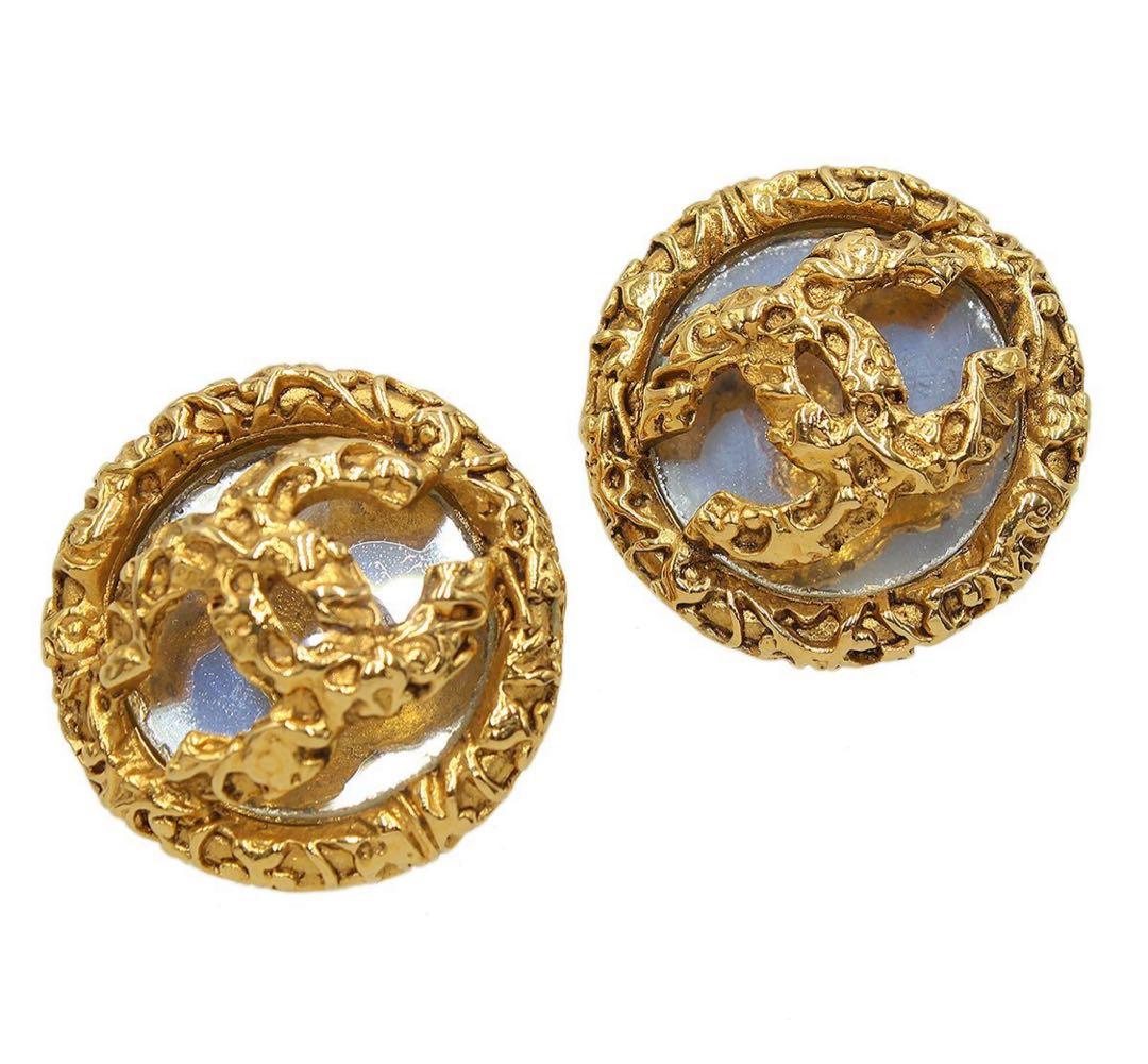 Chanel Coco Mark Round Earrings