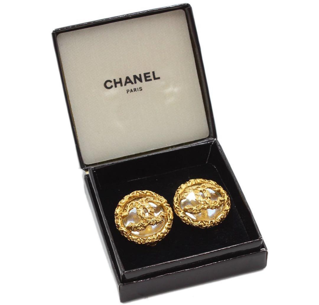 Chanel Coco Mark Round Earrings