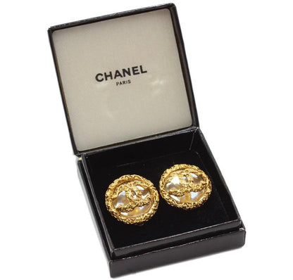 Chanel Coco Mark Round Earrings