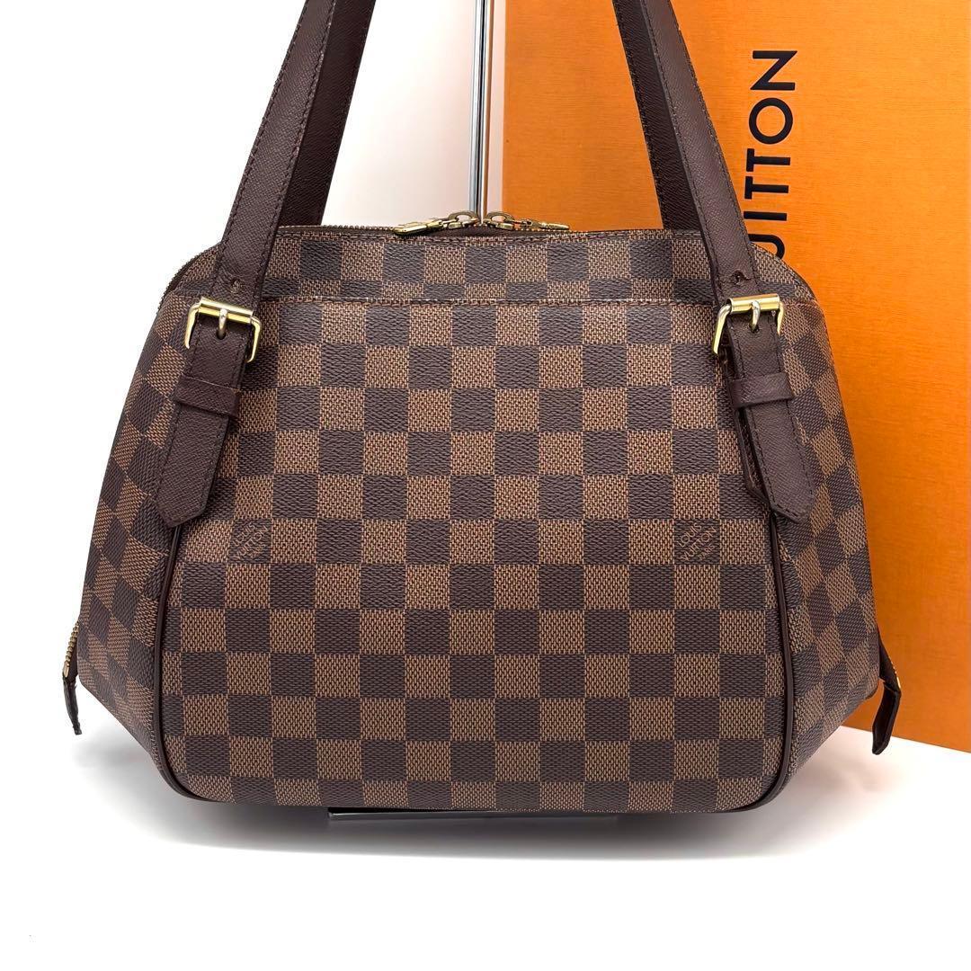 Louis Vuitton Damier Belem MM Tote Bag Brown
