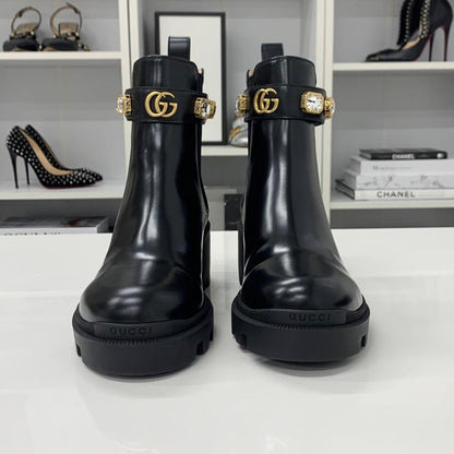 Gucci Double Leather Bijoux Belt Side Gore Short Boots — view 4