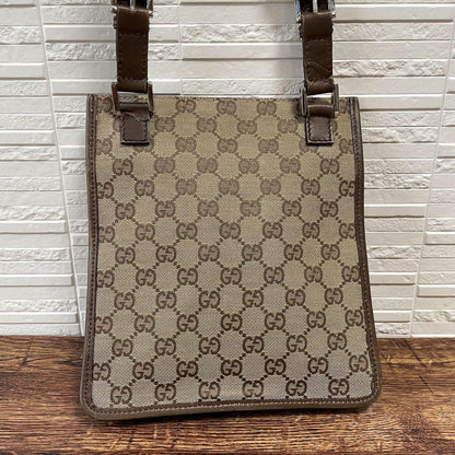 Gucci GG Canvas Leather Shoulder Bag Messenger Brown — view 3
