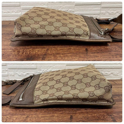 Gucci GG Canvas Leather Shoulder Bag Messenger Brown — view 4