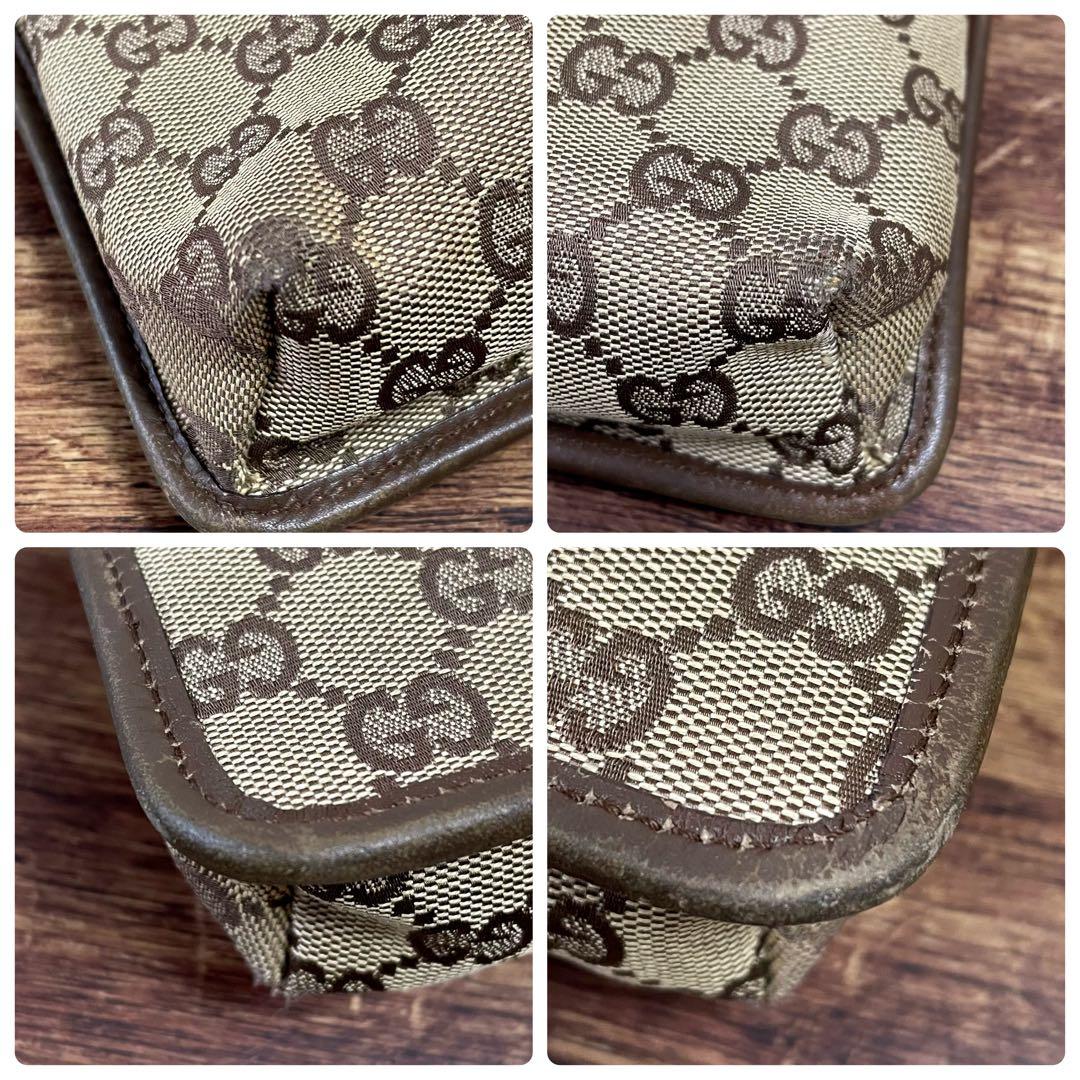 Gucci GG Canvas Leather Shoulder Bag Messenger Brown — view 6