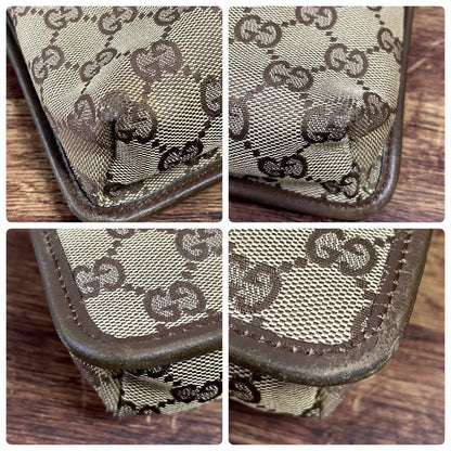 Gucci GG Canvas Leather Shoulder Bag Messenger Brown — view 6