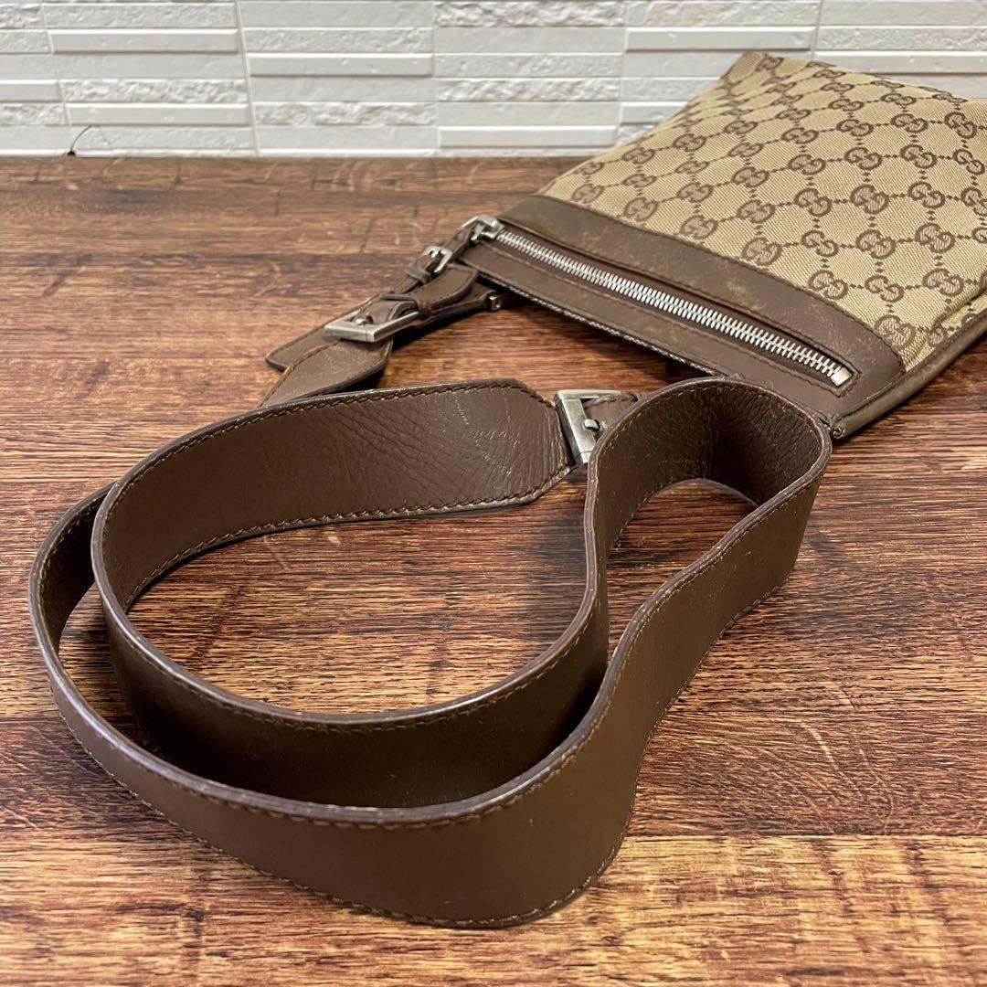 Gucci GG Canvas Leather Shoulder Bag Messenger Brown — view 7