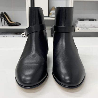 Unused Hermes Neo Leather Kelly Hardware Short Boots Black