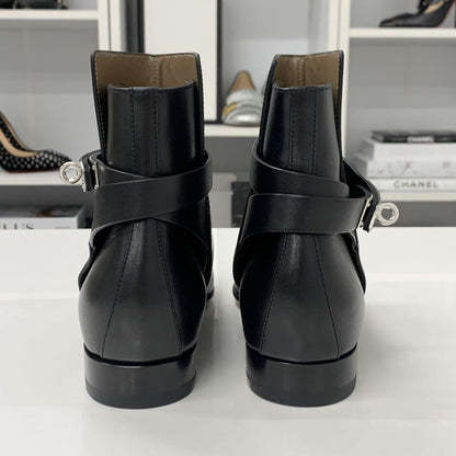 Unused Hermes Neo Leather Kelly Hardware Short Boots Black
