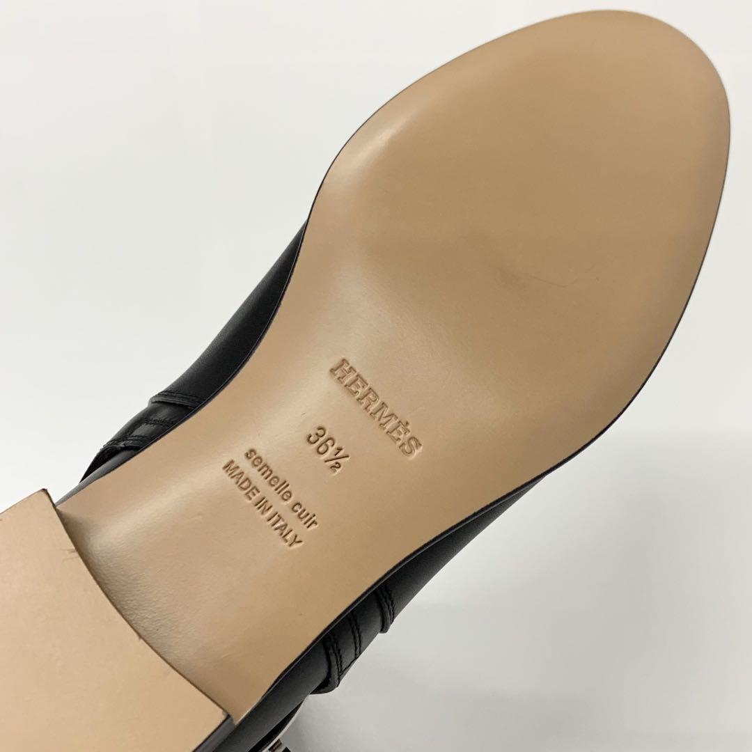 Unused Hermes Neo Leather Kelly Hardware Short Boots Black