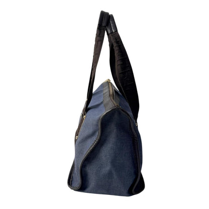 Fendi Zucca Denim Boston Bag Blue Brown — view 4