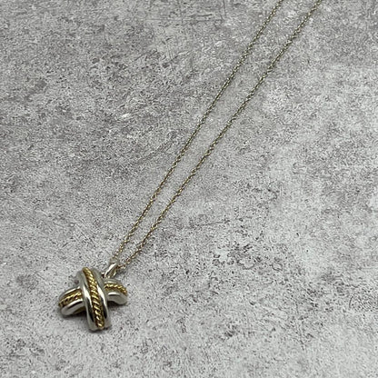 Tiffany & Co Signature Cross Necklace Silver YG