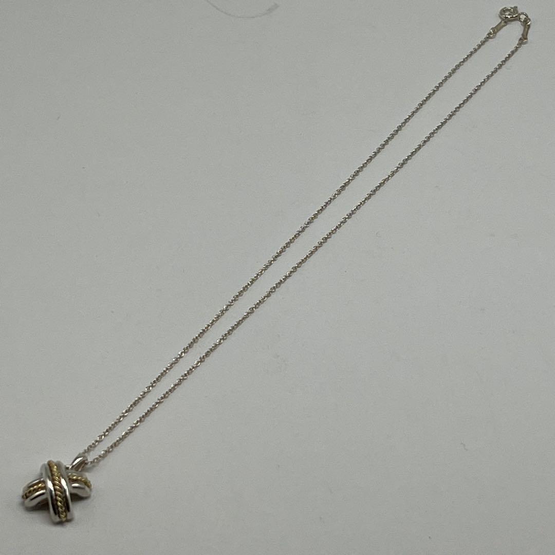Tiffany & Co Signature Cross Necklace Silver YG — view 2