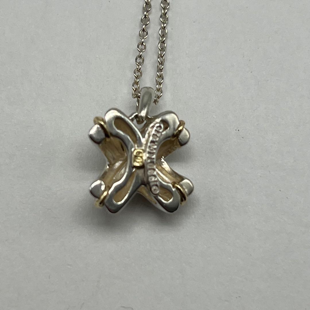 Tiffany & Co Signature Cross Necklace Silver YG — view 4