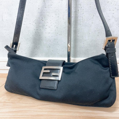 Fendi Mamma Bucket Shoulder Bag Nylon Black