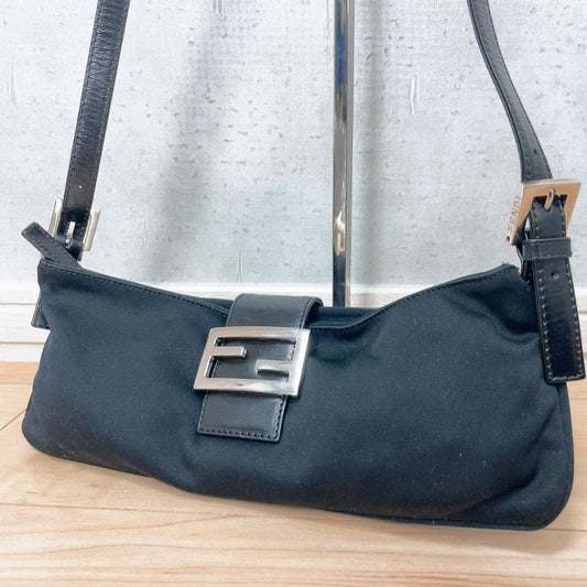 Fendi Mamma Bucket Shoulder Bag Nylon Black