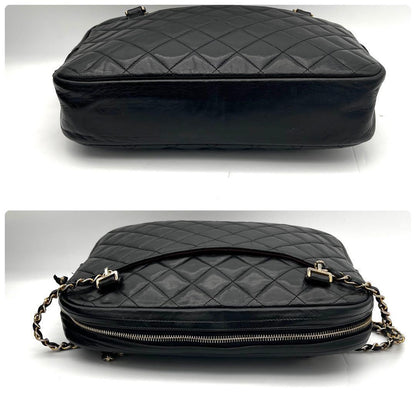 Chanel Chain Shoulder Bag Lambskin CC Logo Quilted Black — view 7