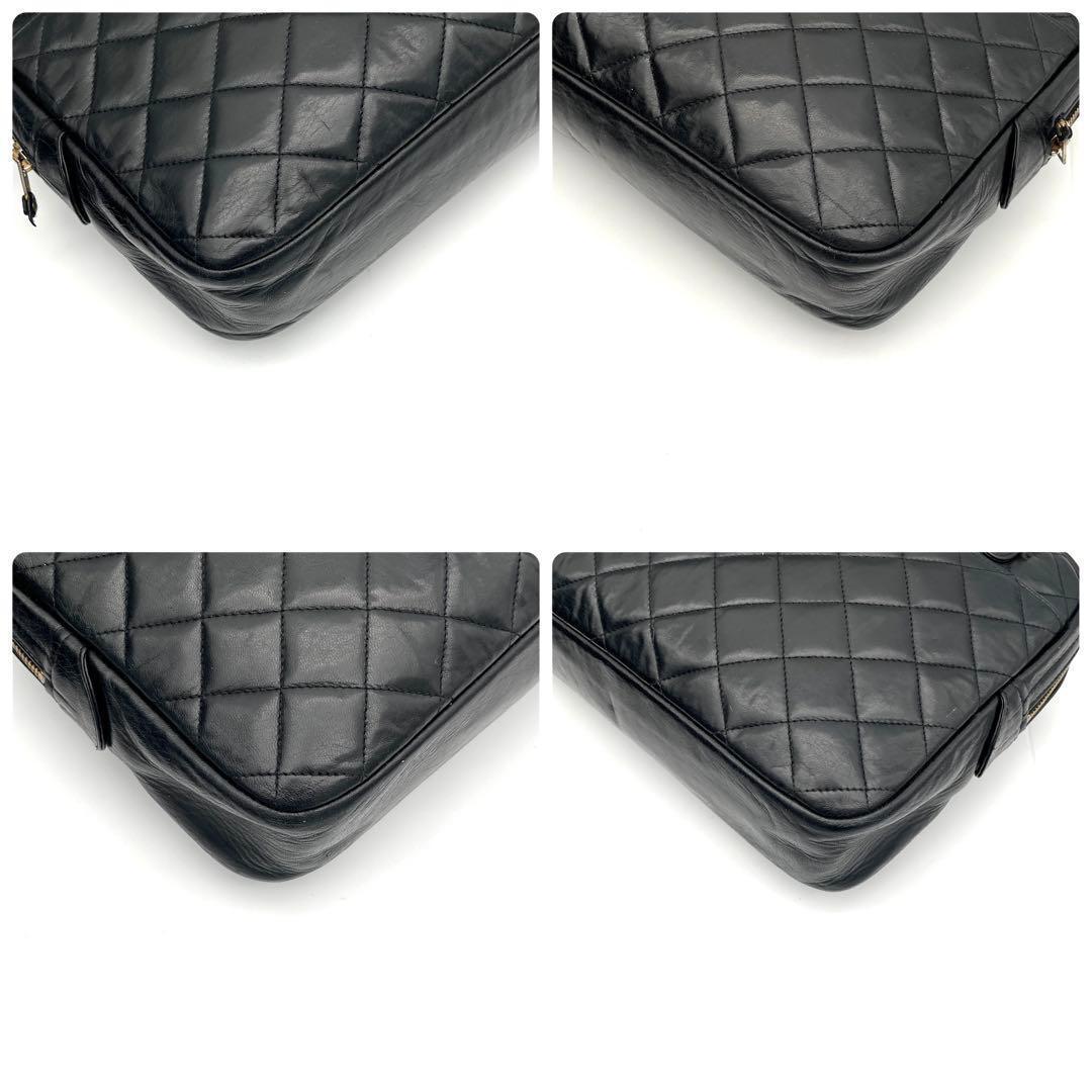 Chanel Chain Shoulder Bag Lambskin CC Logo Quilted Black — view 9
