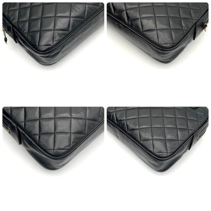 Chanel Chain Shoulder Bag Lambskin CC Logo Quilted Black — view 9