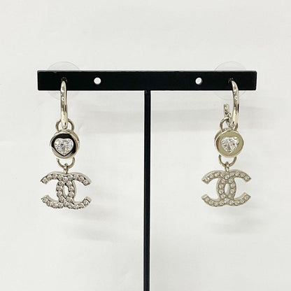 Chanel Earrings CC Logo Crystal Rhinestone Gold — view 6