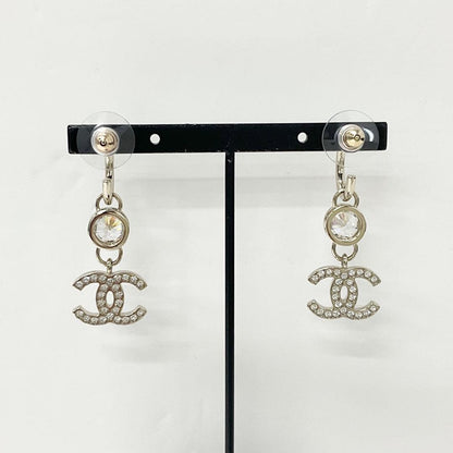 Chanel Earrings CC Logo Crystal Rhinestone Gold — view 8