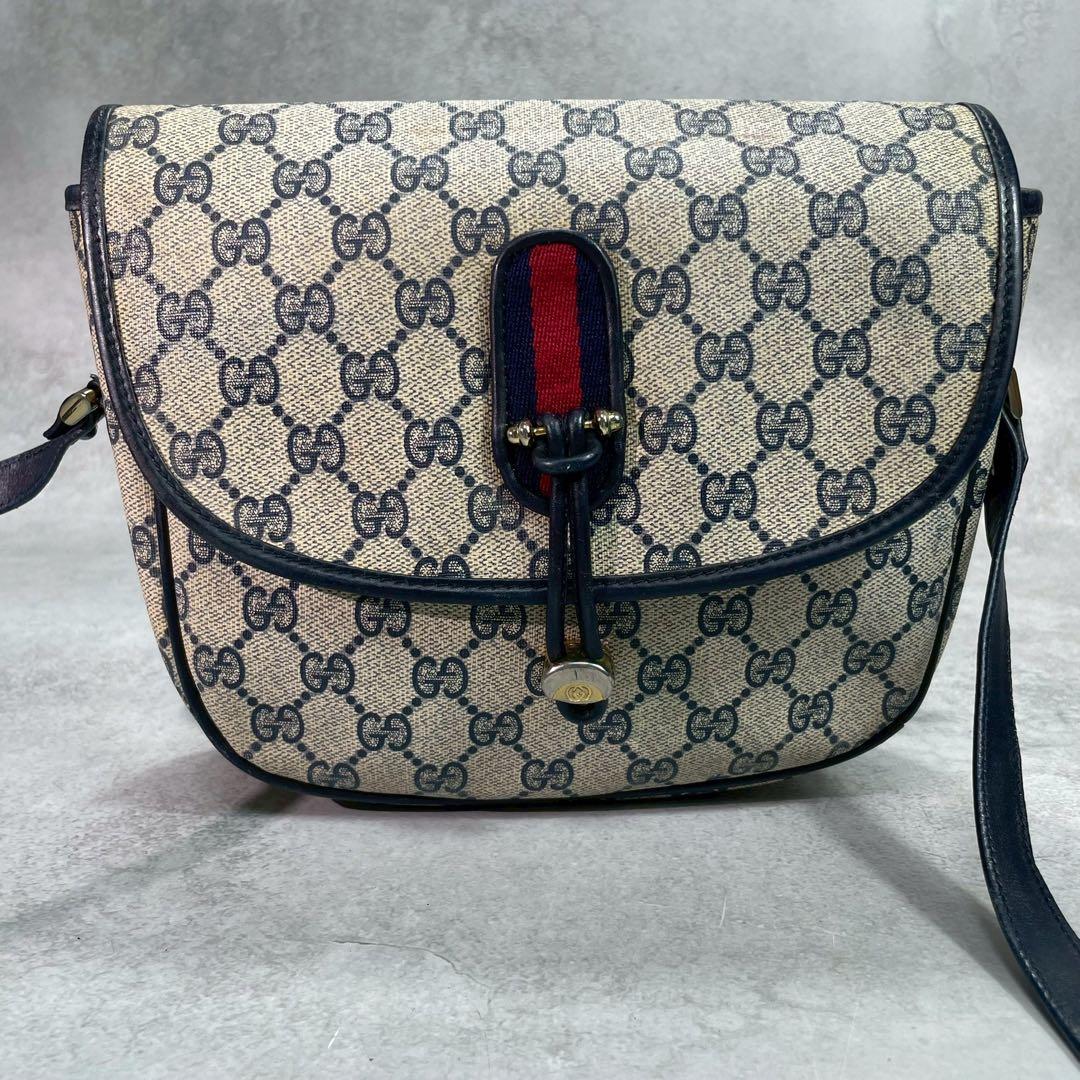 Gucci GG Sherry Line Shoulder Bag Navy Leather — view 2