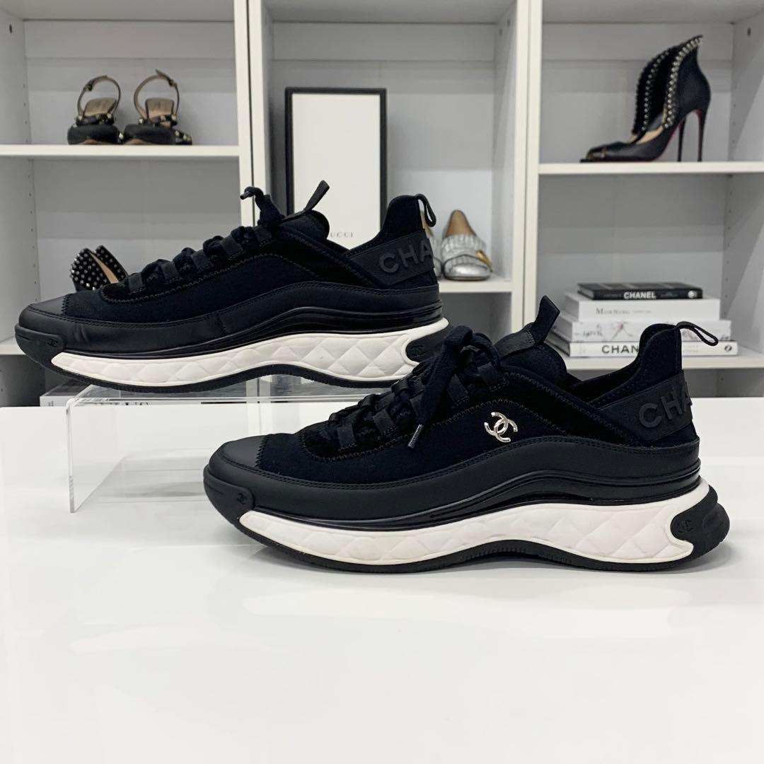 Chanel CC Logo Fabric Leather Suede Sneakers — view 2