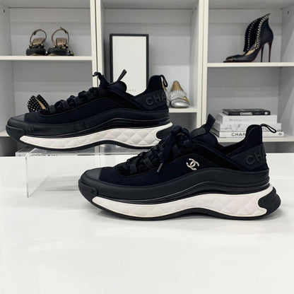Chanel CC Logo Fabric Leather Suede Sneakers — view 2