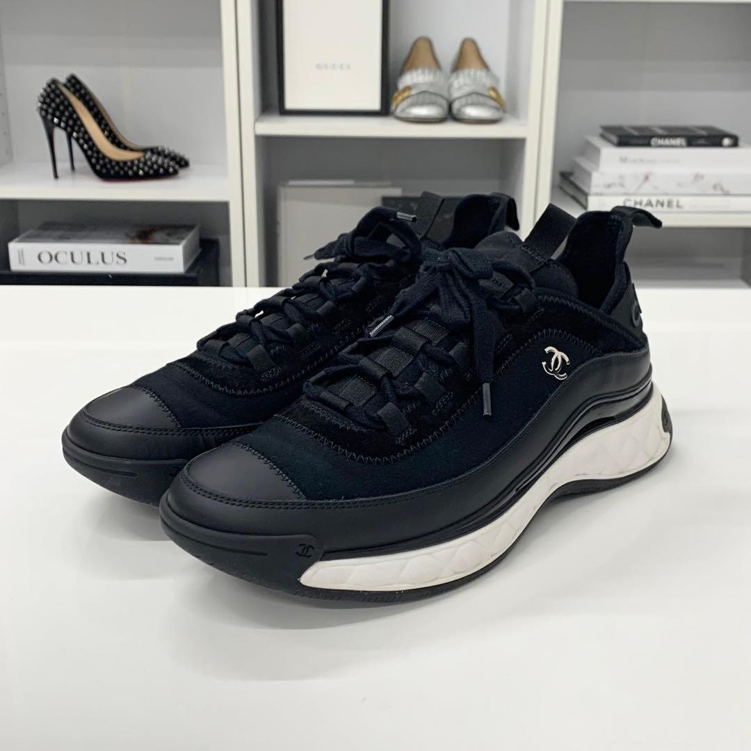 Chanel CC Logo Fabric Leather Suede Sneakers — view 3