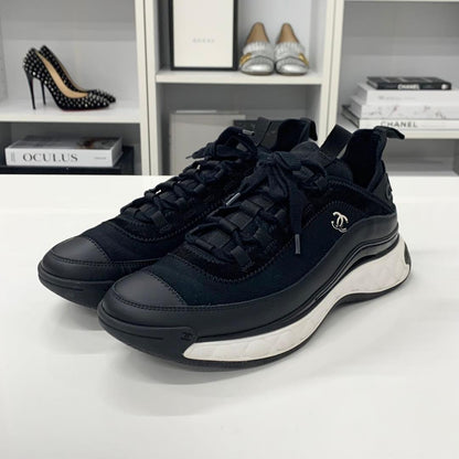 Chanel CC Logo Fabric Leather Suede Sneakers — view 3