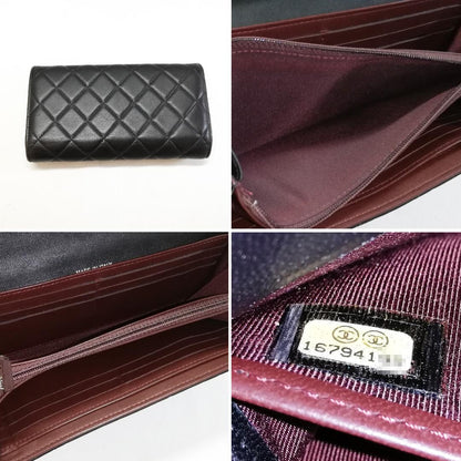 Chanel Lambskin Quilted Wallet Black Silver — view 4