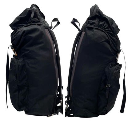 Prada Nylon Triangular Plate Logo Backpack Black — view 3